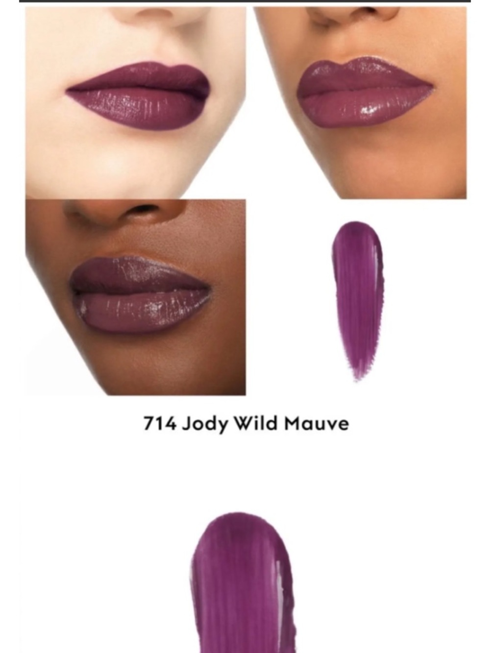 Gucci Rouge De Beauté Brillant Glow&Care Lipstick 714 Jody Wild Mauve Tester New